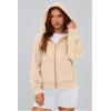 imagePRETTYGARDEN Womens Zip Up Hoodie Sweatshirt Y2K Fall Fashion Clothes Long Sleeve Loose Fit Pockets Casual Trendy JacketApricot