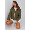 imagePRETTYGARDEN Womens Zip Up Hoodie Sweatshirt Y2K Fall Fashion Clothes Long Sleeve Loose Fit Pockets Casual Trendy JacketArmy Green