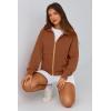 imagePRETTYGARDEN Womens Zip Up Hoodie Sweatshirt Y2K Fall Fashion Clothes Long Sleeve Loose Fit Pockets Casual Trendy JacketBrown