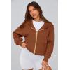 imagePRETTYGARDEN Womens Zip Up Hoodie Sweatshirt Y2K Fall Fashion Clothes Long Sleeve Loose Fit Pockets Casual Trendy JacketBrown