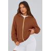 imagePRETTYGARDEN Womens Zip Up Hoodie Sweatshirt Y2K Fall Fashion Clothes Long Sleeve Loose Fit Pockets Casual Trendy JacketBrown