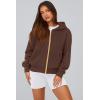 imagePRETTYGARDEN Womens Zip Up Hoodie Sweatshirt Y2K Fall Fashion Clothes Long Sleeve Loose Fit Pockets Casual Trendy JacketBrown Coffee
