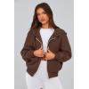 imagePRETTYGARDEN Womens Zip Up Hoodie Sweatshirt Y2K Fall Fashion Clothes Long Sleeve Loose Fit Pockets Casual Trendy JacketBrown Coffee