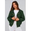 imagePRETTYGARDEN Womens Zip Up Hoodie Sweatshirt Y2K Fall Fashion Clothes Long Sleeve Loose Fit Pockets Casual Trendy JacketDark Green