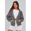 imagePRETTYGARDEN Womens Zip Up Hoodie Sweatshirt Y2K Fall Fashion Clothes Long Sleeve Loose Fit Pockets Casual Trendy JacketDark Grey
