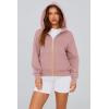 imagePRETTYGARDEN Womens Zip Up Hoodie Sweatshirt Y2K Fall Fashion Clothes Long Sleeve Loose Fit Pockets Casual Trendy JacketDusty Pink