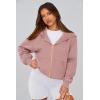 imagePRETTYGARDEN Womens Zip Up Hoodie Sweatshirt Y2K Fall Fashion Clothes Long Sleeve Loose Fit Pockets Casual Trendy JacketDusty Pink