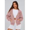 imagePRETTYGARDEN Womens Zip Up Hoodie Sweatshirt Y2K Fall Fashion Clothes Long Sleeve Loose Fit Pockets Casual Trendy JacketDusty Pink