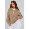 imagePRETTYGARDEN Womens Zip Up Hoodie Sweatshirt Y2K Fall Fashion Clothes Long Sleeve Loose Fit Pockets Casual Trendy JacketGrey Khaki