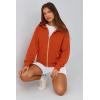 imagePRETTYGARDEN Womens Zip Up Hoodie Sweatshirt Y2K Fall Fashion Clothes Long Sleeve Loose Fit Pockets Casual Trendy JacketOrange