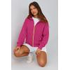 imagePRETTYGARDEN Womens Zip Up Hoodie Sweatshirt Y2K Fall Fashion Clothes Long Sleeve Loose Fit Pockets Casual Trendy JacketRose Red