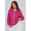 imagePRETTYGARDEN Womens Zip Up Hoodie Sweatshirt Y2K Fall Fashion Clothes Long Sleeve Loose Fit Pockets Casual Trendy JacketRose Red