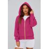 imagePRETTYGARDEN Womens Zip Up Hoodie Sweatshirt Y2K Fall Fashion Clothes Long Sleeve Loose Fit Pockets Casual Trendy JacketRose Red