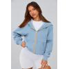 imagePRETTYGARDEN Womens Zip Up Hoodie Sweatshirt Y2K Fall Fashion Clothes Long Sleeve Loose Fit Pockets Casual Trendy JacketSky Blue