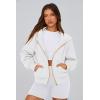 imagePRETTYGARDEN Womens Zip Up Hoodie Sweatshirt Y2K Fall Fashion Clothes Long Sleeve Loose Fit Pockets Casual Trendy JacketWhite