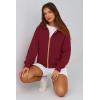 imagePRETTYGARDEN Womens Zip Up Hoodie Sweatshirt Y2K Fall Fashion Clothes Long Sleeve Loose Fit Pockets Casual Trendy JacketWine Red