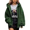 imagePRETTYGARDEN Womens 2025 Fall Oversized Hoodies Sweatshirt Long Sleeve Zip Up Pockets Loose Fit Y2K Winter Jackets CoatDark Green