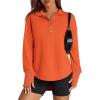 imagePRETTYGARDEN Womens Fall Fashion Button Up Sweatshirt Long Sleeve V Neck Loose Fit Casual Trendy Going Out Pullover TopsOrange