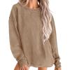 imagePRETTYGARDEN Womens Oversized Sweatshirt Ribbed Corduroy Crewneck Long Sleeve Loose Fit Casual Going Out Pullover TopsKhaki