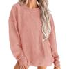 imagePRETTYGARDEN Womens Oversized Sweatshirt Ribbed Corduroy Crewneck Long Sleeve Loose Fit Casual Going Out Pullover TopsPink