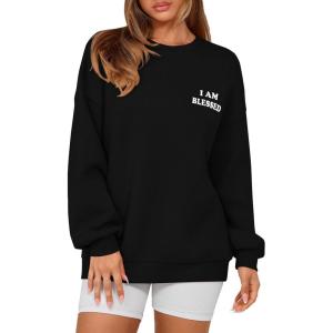 imagePRETTYGARDEN Womens Fall Fashion Oversized Sweatshirts Casual Crewneck Long Sleeve Graphic Pullover Tops ShirtBlack