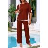 imagePRETTYGARDEN Two Piece Sets for Women 2025 Summer Spring Casual Sweater Knit Lounge Travel Matching Outfits ClothingBrick Red