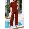 imagePRETTYGARDEN Two Piece Sets for Women 2025 Summer Spring Casual Sweater Knit Lounge Travel Matching Outfits ClothingBrick Red