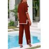 imagePRETTYGARDEN Two Piece Sets for Women 2025 Summer Spring Casual Sweater Knit Lounge Travel Matching Outfits ClothingBrick Red