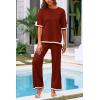 imagePRETTYGARDEN Two Piece Sets for Women 2025 Summer Spring Casual Sweater Knit Lounge Travel Matching Outfits ClothingBrick Red