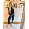 imagePRETTYGARDEN Women Summer Two Piece Outfits Striped Short Sleeve Pullover and Long Pants Tracksuit Travel Pajama Lounge SetBlack