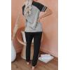 imagePRETTYGARDEN Women Summer Two Piece Outfits Striped Short Sleeve Pullover and Long Pants Tracksuit Travel Pajama Lounge SetZblack Grey