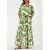 imagePRETTYGARDEN Womens 2 Piece Beach Vacation Outfit 2025 Casual Summer Floral Button Down Shirt Wide Leg Pants Matching SetsFloral Grass Green Beige