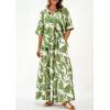 imagePRETTYGARDEN Womens 2 Piece Beach Vacation Outfit 2025 Casual Summer Floral Button Down Shirt Wide Leg Pants Matching SetsFloral Grass Green Beige