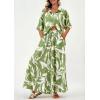 imagePRETTYGARDEN Womens 2 Piece Beach Vacation Outfit 2025 Casual Summer Floral Button Down Shirt Wide Leg Pants Matching SetsFloral Grass Green Beige
