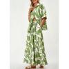 imagePRETTYGARDEN Womens 2 Piece Beach Vacation Outfit 2025 Casual Summer Floral Button Down Shirt Wide Leg Pants Matching SetsFloral Grass Green Beige