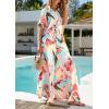 imagePRETTYGARDEN Womens 2 Piece Beach Vacation Outfit 2025 Casual Summer Floral Button Down Shirt Wide Leg Pants Matching SetsFloral White Multicolored