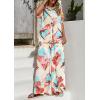 imagePRETTYGARDEN Womens 2 Piece Beach Vacation Outfit 2025 Casual Summer Floral Button Down Shirt Wide Leg Pants Matching SetsFloral White Multicolored