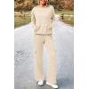 imagePRETTYGARDEN Womens 2 Piece Lounge Sets 2025 Fall Knitted Hoodie Pullover Tops Cargo Pants Matching Outfits TracksuitsBeige
