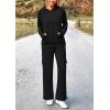 imagePRETTYGARDEN Womens 2 Piece Lounge Sets 2025 Fall Knitted Hoodie Pullover Tops Cargo Pants Matching Outfits TracksuitsBlack