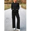 imagePRETTYGARDEN Womens 2 Piece Lounge Sets 2025 Fall Knitted Hoodie Pullover Tops Cargo Pants Matching Outfits TracksuitsBlack