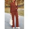 imagePRETTYGARDEN Womens 2 Piece Lounge Sets 2025 Fall Knitted Hoodie Pullover Tops Cargo Pants Matching Outfits TracksuitsBrick Red