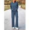 imagePRETTYGARDEN Womens 2 Piece Lounge Sets 2025 Fall Knitted Hoodie Pullover Tops Cargo Pants Matching Outfits TracksuitsDark Blue
