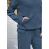imagePRETTYGARDEN Womens 2 Piece Lounge Sets 2025 Fall Knitted Hoodie Pullover Tops Cargo Pants Matching Outfits TracksuitsDark Blue