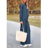 imagePRETTYGARDEN Womens 2 Piece Lounge Sets 2025 Fall Knitted Hoodie Pullover Tops Cargo Pants Matching Outfits TracksuitsDark Blue