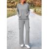 imagePRETTYGARDEN Womens 2 Piece Lounge Sets 2025 Fall Knitted Hoodie Pullover Tops Cargo Pants Matching Outfits TracksuitsGrey
