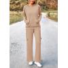 imagePRETTYGARDEN Womens 2 Piece Lounge Sets 2025 Fall Knitted Hoodie Pullover Tops Cargo Pants Matching Outfits TracksuitsLight Khaki