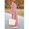 imagePRETTYGARDEN Womens 2 Piece Lounge Sets 2025 Fall Knitted Hoodie Pullover Tops Cargo Pants Matching Outfits TracksuitsLight Pink