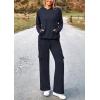 imagePRETTYGARDEN Womens 2 Piece Lounge Sets 2025 Fall Knitted Hoodie Pullover Tops Cargo Pants Matching Outfits TracksuitsNavy