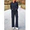 imagePRETTYGARDEN Womens 2 Piece Lounge Sets 2025 Fall Knitted Hoodie Pullover Tops Cargo Pants Matching Outfits TracksuitsNavy