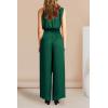 imagePRETTYGARDEN Womens 2 Piece Outfits 2025 Summer Casual Sleeveless Mock Neck Crop Tops Wide Leg Pants SetDark Green